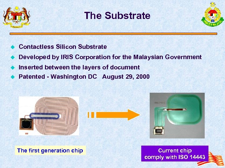 The Substrate u Contactless Silicon Substrate u Developed by IRIS Corporation for the Malaysian