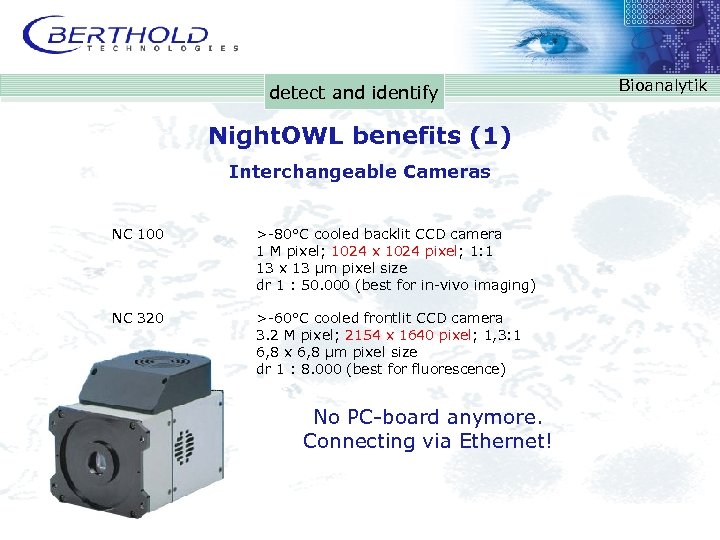 detect and identify Night. OWL benefits (1) Interchangeable Cameras NC 100 >-80°C cooled backlit