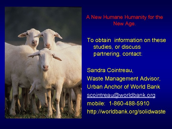 A New Humane Humanity for the New Age. To obtain information on these studies,