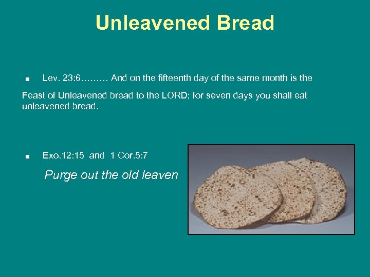 Unleavened Bread . Lev. 23: 6……… And on the fifteenth day of the same