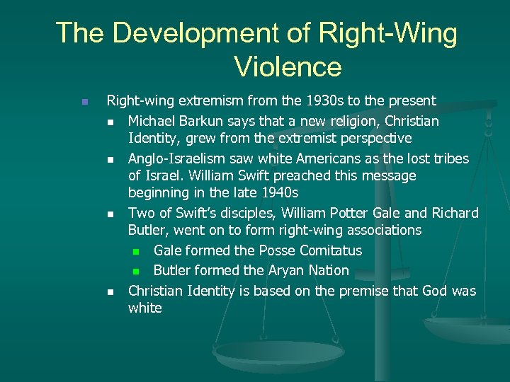 The Development of Right-Wing Violence n Right-wing extremism from the 1930 s to the