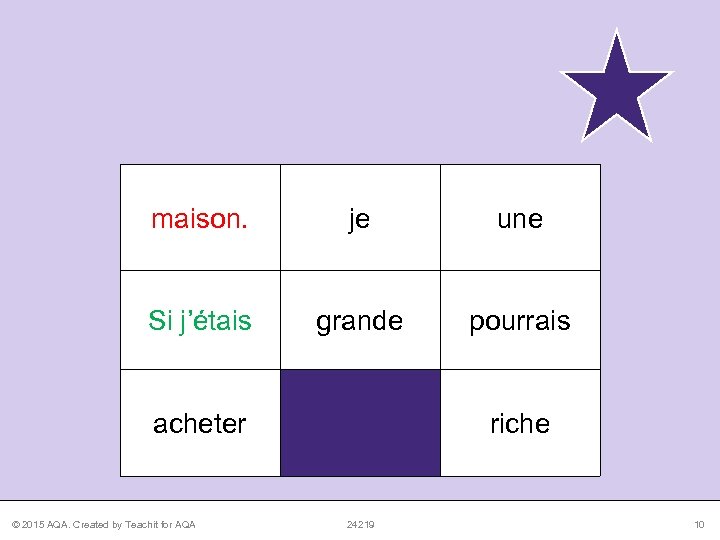 maison. je une Si j’étais grande pourrais acheter © 2015 AQA. Created by Teachit