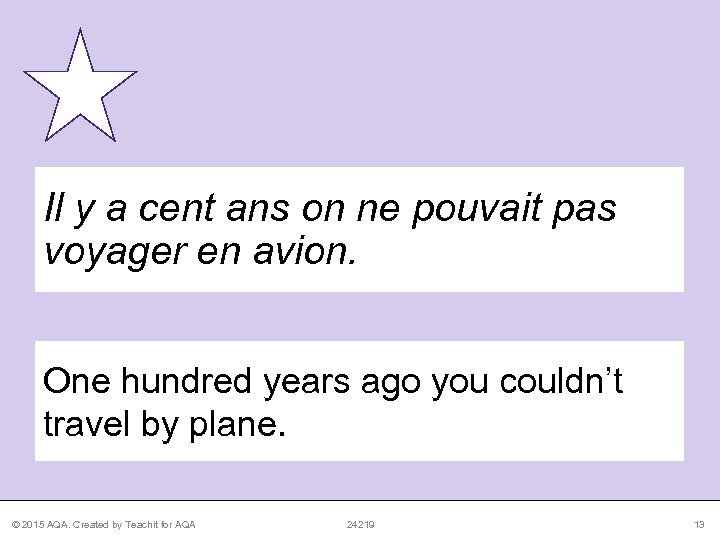Il y a cent ans on ne pouvait pas voyager en avion. One hundred