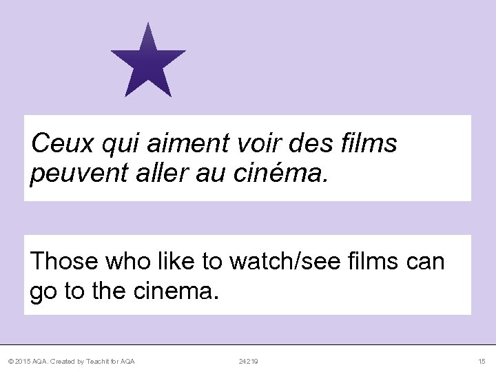 Ceux qui aiment voir des films peuvent aller au cinéma. Those who like to