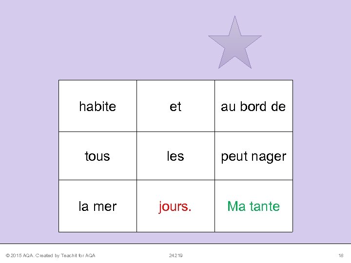 habite et au bord de tous les peut nager la mer jours. Ma tante