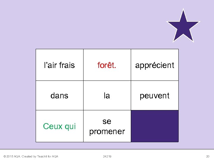 l’air frais forêt. apprécient dans la peuvent Ceux qui se promener © 2015 AQA.