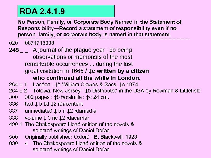 RDA 2. 4. 1. 9 No Person, Family, or Corporate Body Named in the