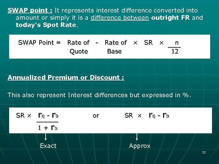 SWAP point : It represents interest difference converted into amount or simply it is