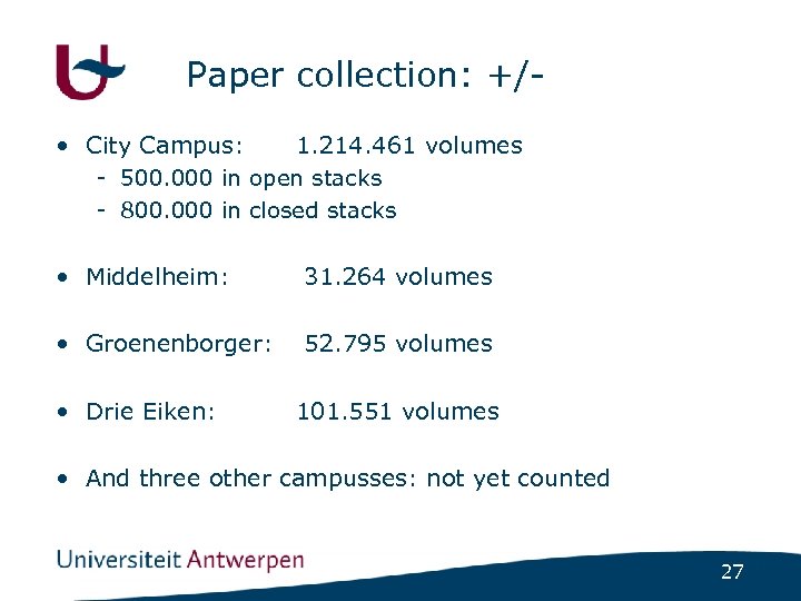 Paper collection: +/ • City Campus: 1. 214. 461 volumes - 500. 000 in