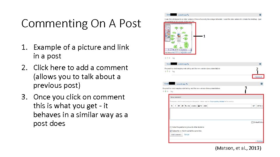 Commenting On A Post 1. Example of a picture and link in a post