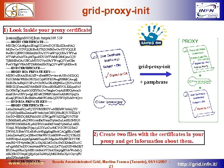grid-proxy-init 1) Look inside your proxy certificate [cesini@grid 005 f]$cat /tmp/x 509. 519 -----BEGIN