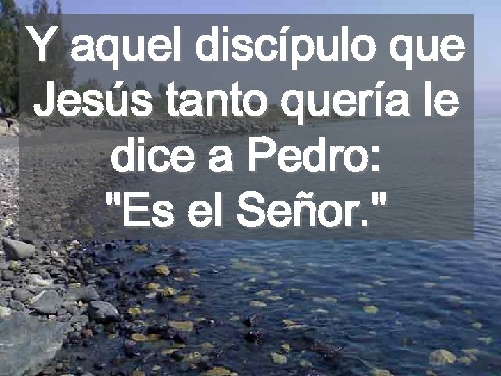 Y aquel discípulo que Jesús tanto quería le dice a Pedro: "Es el Señor.