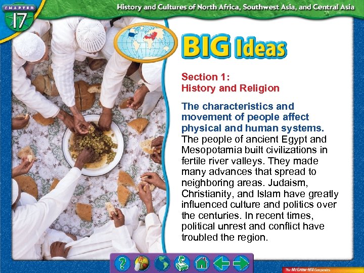 Section 1: History and Religion The characteristics and movement of people affect physical and