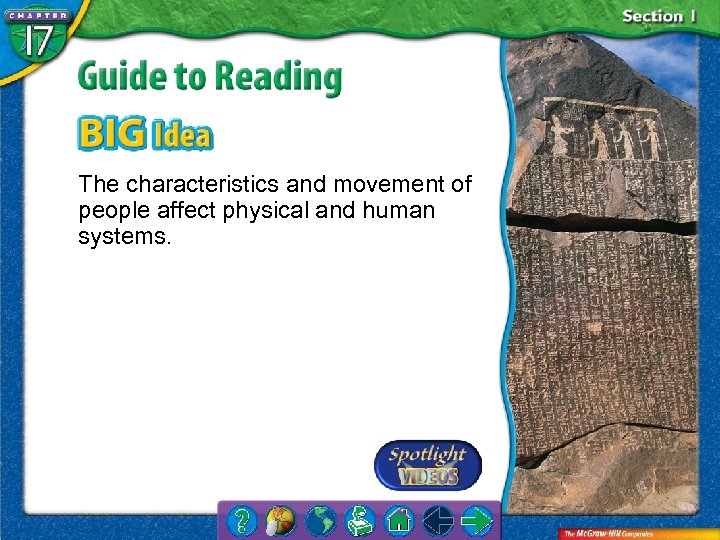 The characteristics and movement of people affect physical and human systems. 