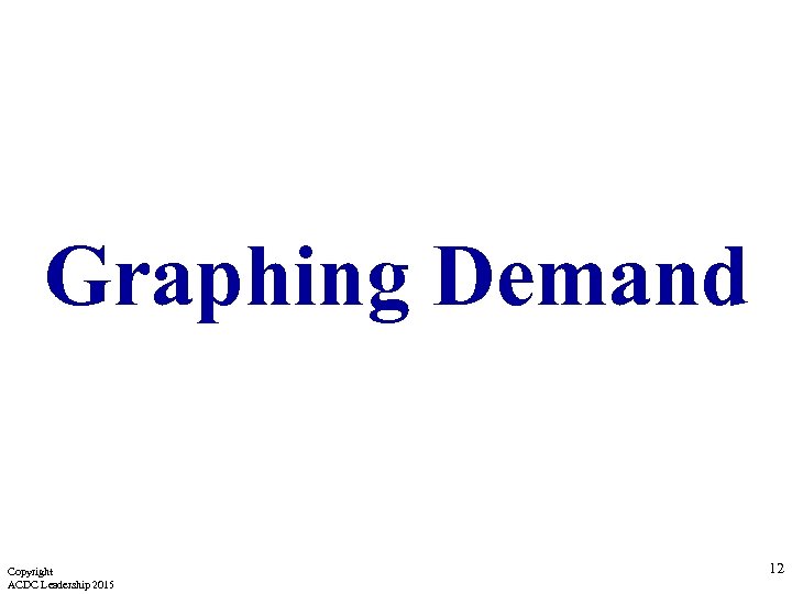 Graphing Demand Copyright ACDC Leadership 2015 12 