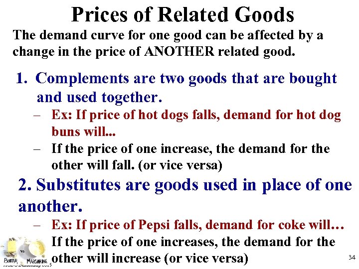 Prices of Related Goods The demand curve for one good can be affected by