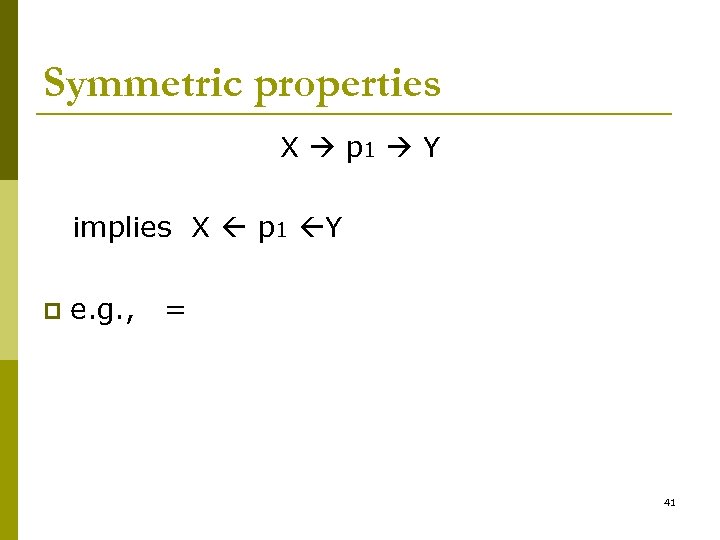 Symmetric properties X p 1 Y implies X p 1 Y p e. g.