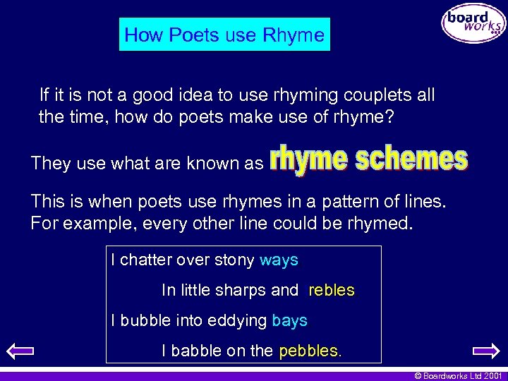 How Poets use Rhyme If it is not a good idea to use rhyming