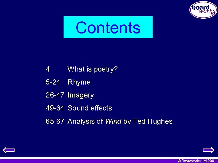 Contents 4 What is poetry? 5 -24 Rhyme 26 -47 Imagery 49 -64 Sound