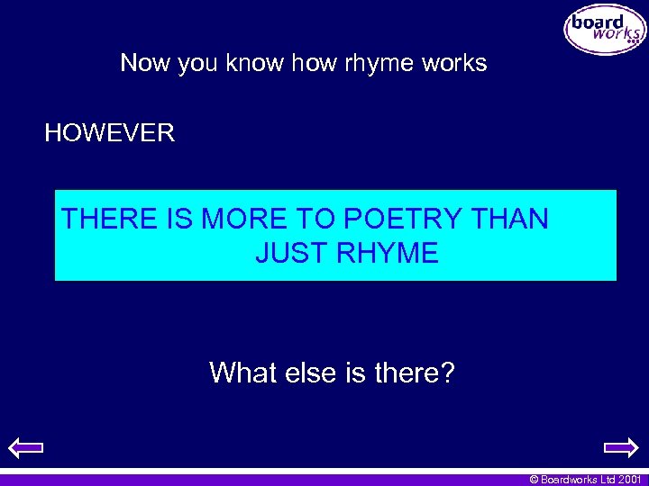 Now you know how rhyme works HOWEVER THERE IS MORE TO POETRY THAN JUST
