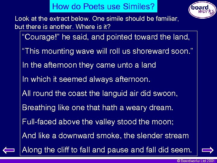 How do Poets use Similes? Look at the extract below. One simile should be
