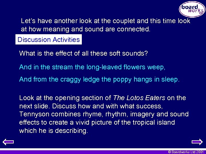 Let’s have another look at the couplet and this time look at how meaning