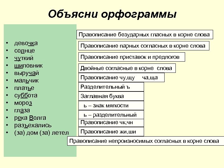 Объяснить объяснять выделить приставку. Объяснить правописание орфограмм. Орфограмма в слове.