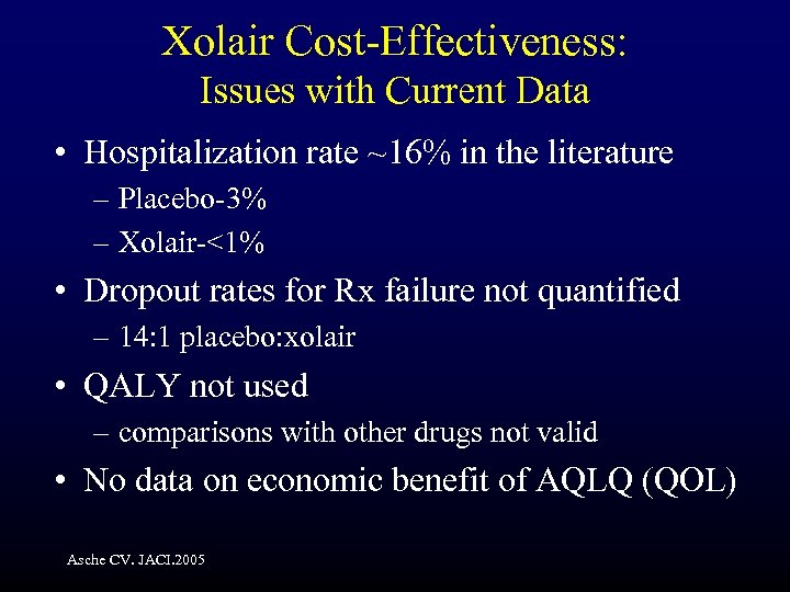 Xolair Cost-Effectiveness: Issues with Current Data • Hospitalization rate ~16% in the literature –