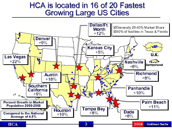 HCA is located in 16 of 20 Fastest Growing Large US Cities Dallas/Ft. Worth