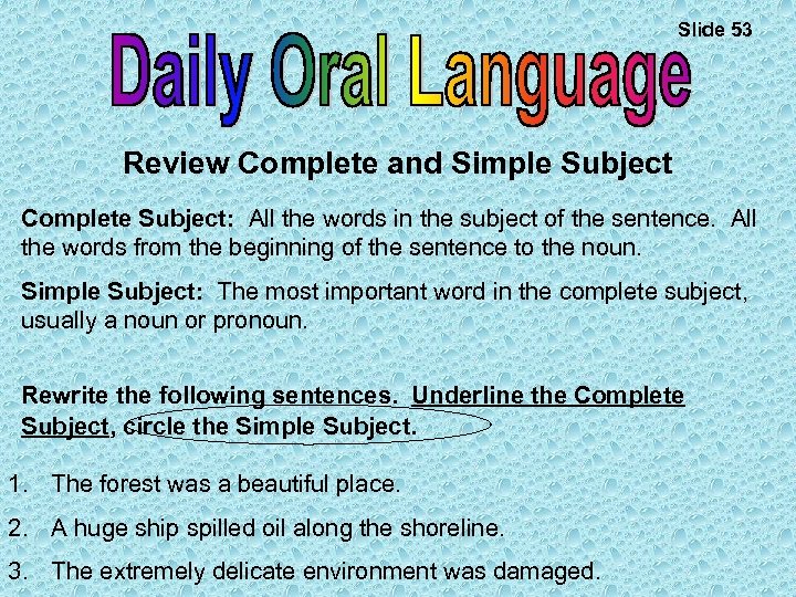 Subject sentences simple examples Simple Sentence