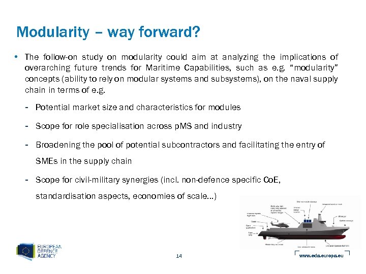 Modularity – way forward? • The follow-on study on modularity could aim at analyzing