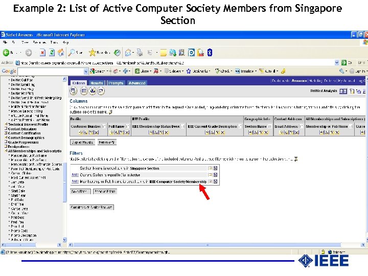 Example 2: List of Active Computer Society Members from Singapore Section 