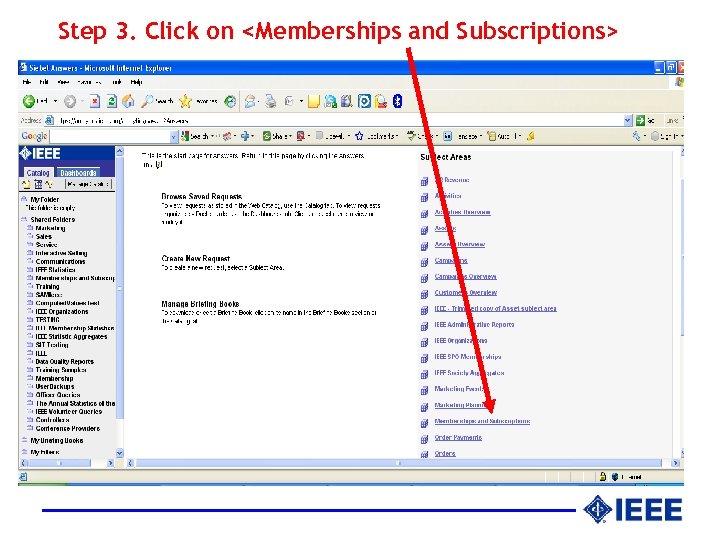 Step 3. Click on <Memberships and Subscriptions> 