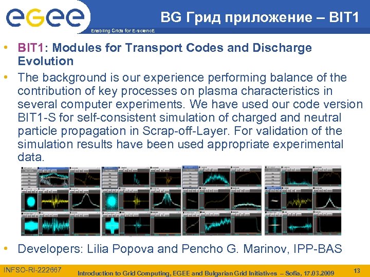 BG Грид приложение – BIT 1 Enabling Grids for E-scienc. E • BIT 1: