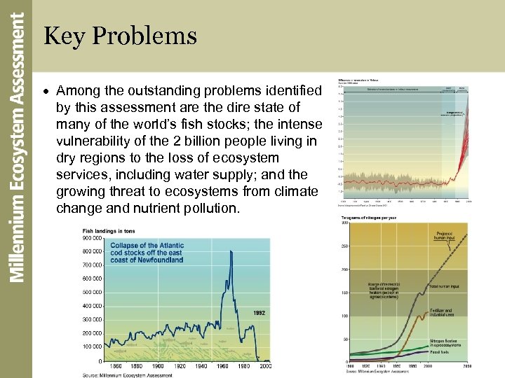 Key Problems Among the outstanding problems identified by this assessment are the dire state