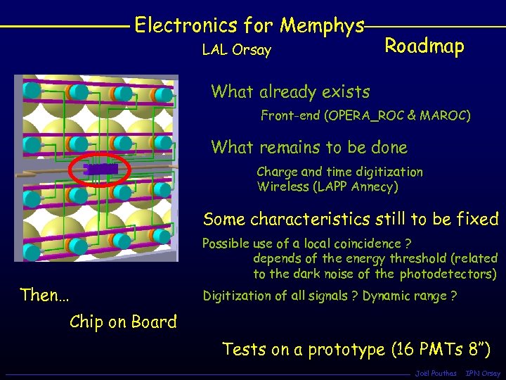 Electronics for Memphys LAL Orsay Roadmap What already exists Front-end (OPERA_ROC & MAROC) What