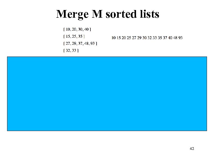 Merge M sorted lists • Naïve solution is to put them all in an