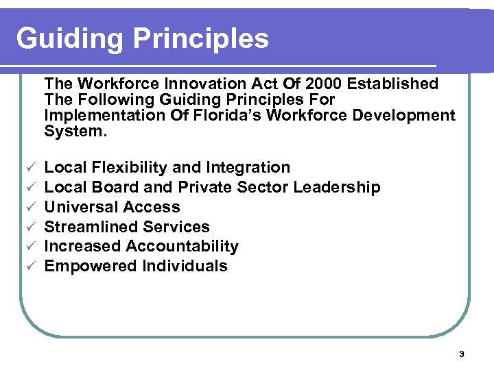 Guiding Principles The Workforce Innovation Act Of 2000 Established The Following Guiding Principles For