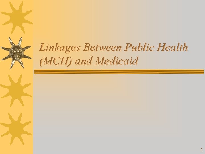 Linkages Between Public Health (MCH) and Medicaid 2 