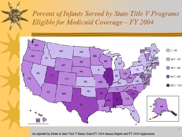 Percent of Infants Served by State Title V Programs Eligible for Medicaid Coverage –