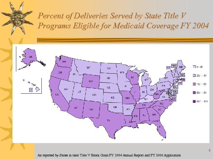 Percent of Deliveries Served by State Title V Programs Eligible for Medicaid Coverage FY