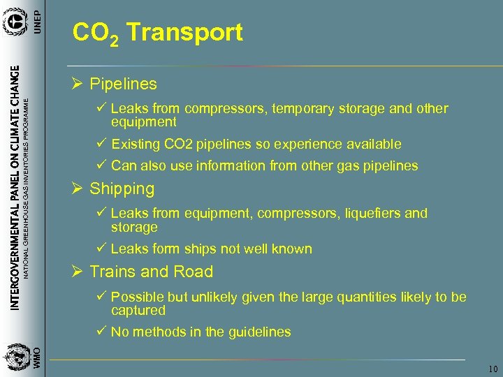 UNEP INTERGOVERNMENTAL PANEL ON CLIMATE CHANGE CO 2 Transport NATIONAL GREENHOUSE GAS INVENTORIES PROGRAMME