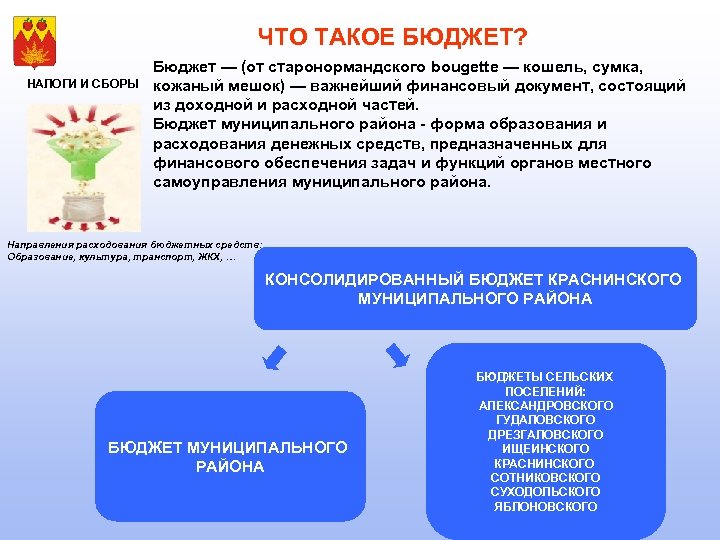 ЧТО ТАКОЕ БЮДЖЕТ? НАЛОГИ И СБОРЫ Бюджет — (от старонормандского bougette — кошель, сумка,