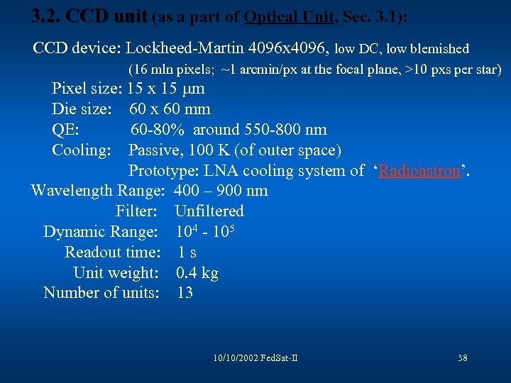 3. 2. CCD unit (as a part of Optical Unit, Sec. 3. 1): CCD