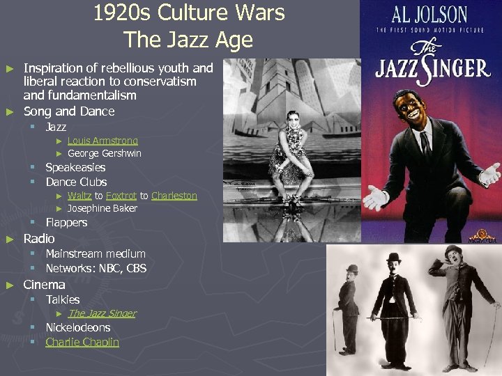 1920 s Culture Wars The Jazz Age Inspiration of rebellious youth and liberal reaction