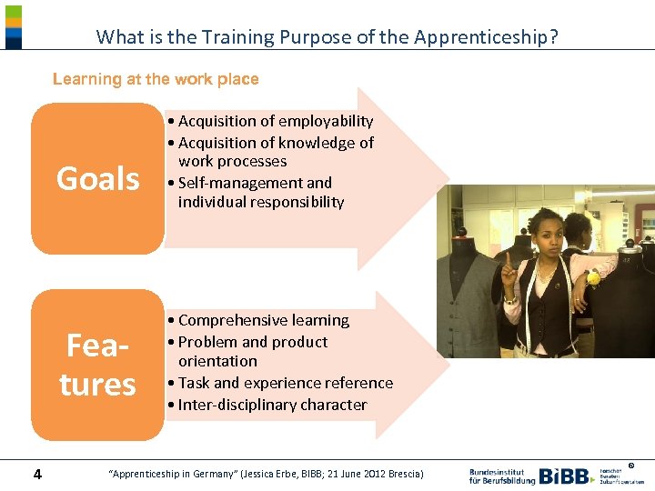 What is the Training Purpose of the Apprenticeship? Learning at the work place Goals