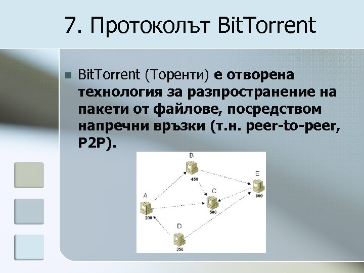 7. Протоколът Bit. Torrent n Bit. Torrent (Торенти) е отворена технология за разпространение на