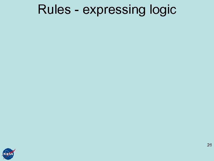 Rules - expressing logic 26 