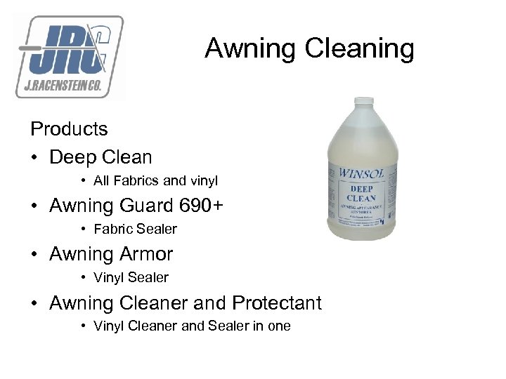 Awning Cleaning Products • Deep Clean • All Fabrics and vinyl • Awning Guard