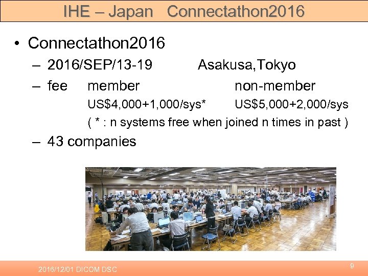 IHE – Japan Connectathon 2016 • Connectathon 2016 – 2016/SEP/13 -19 – fee member